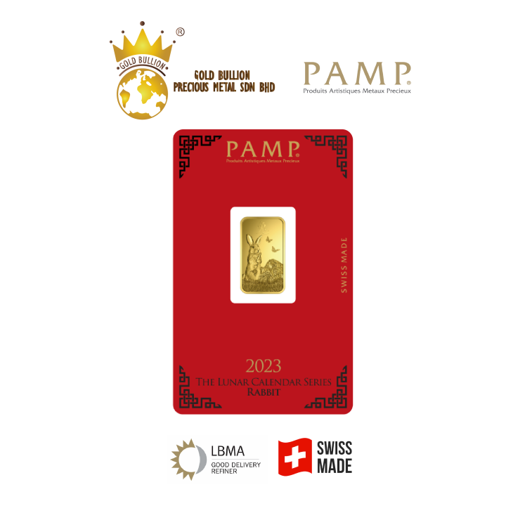 POH KONG 999.9/24K Gold PAMP Suisse Lunar Rabbit Gold Bar